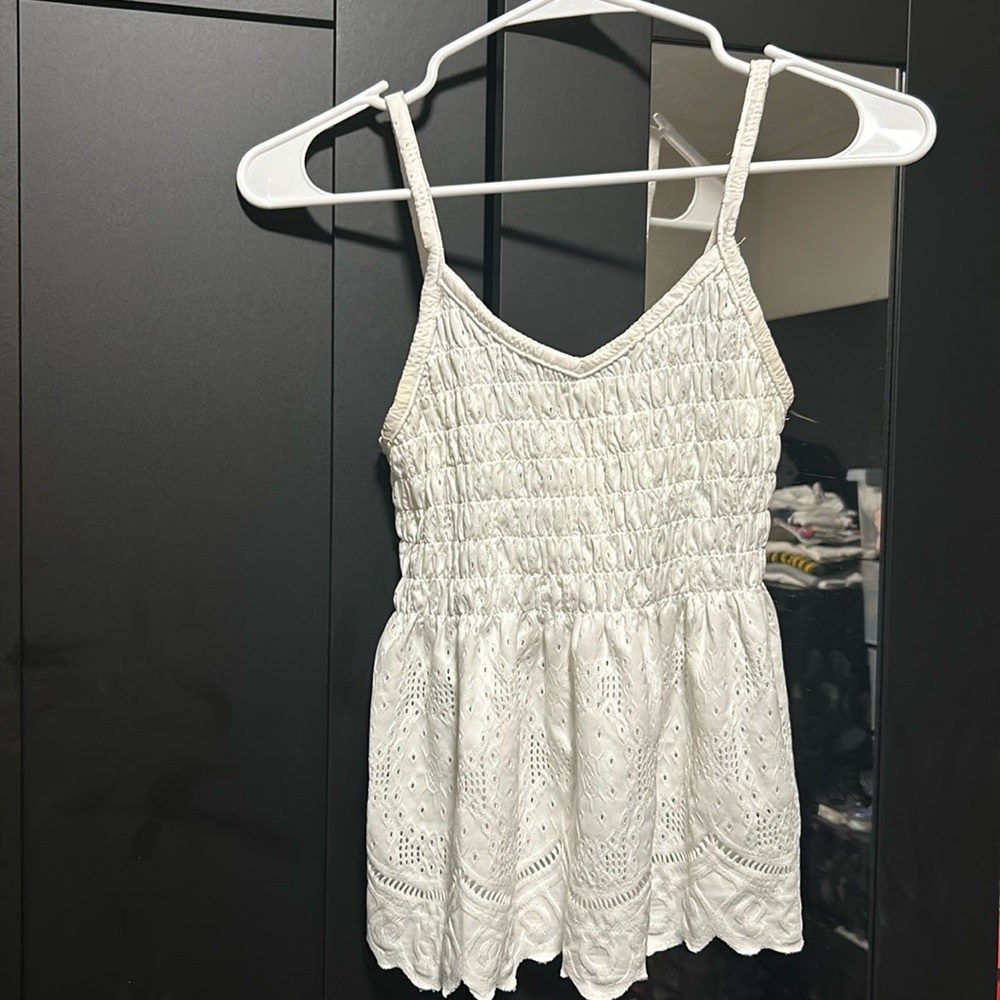 White eyelit tank top
